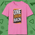 One More Rack Billiards T-Shirt, front view, in Azalea earns respect before the first shot